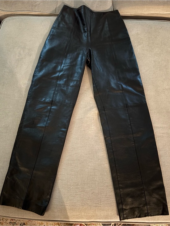 Michael Hoban Pants - Vintage Michael Hoban North Beach Leather black pants high waisted paneled USA 8